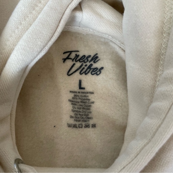 NEW FRESH VIBES PURE SMOKE CREAM HOODIE SZ LARGE L - Picture 6 of 6